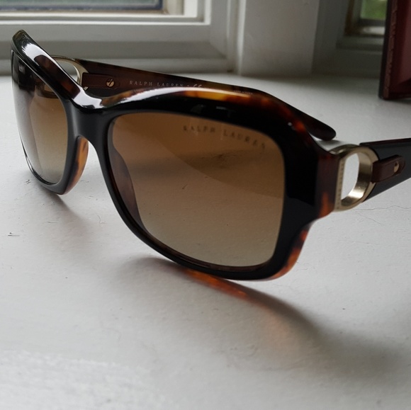 Ralph Lauren Accessories - Ralph Lauren Sunglasses Tort w leather & Gold trim